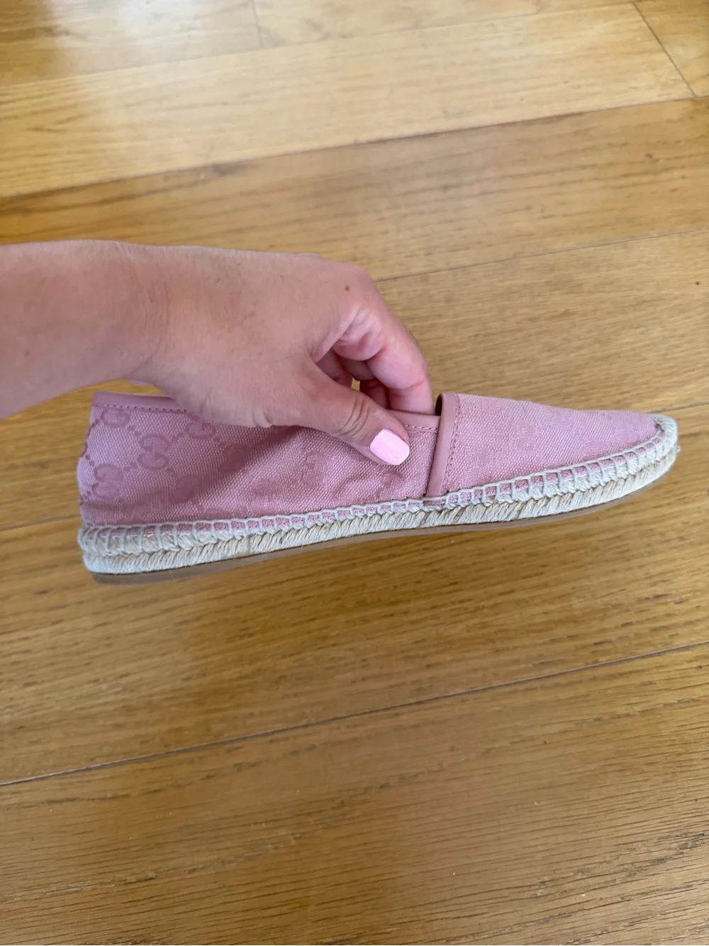 Gucci Pink GG Canvas Espadrille Flats